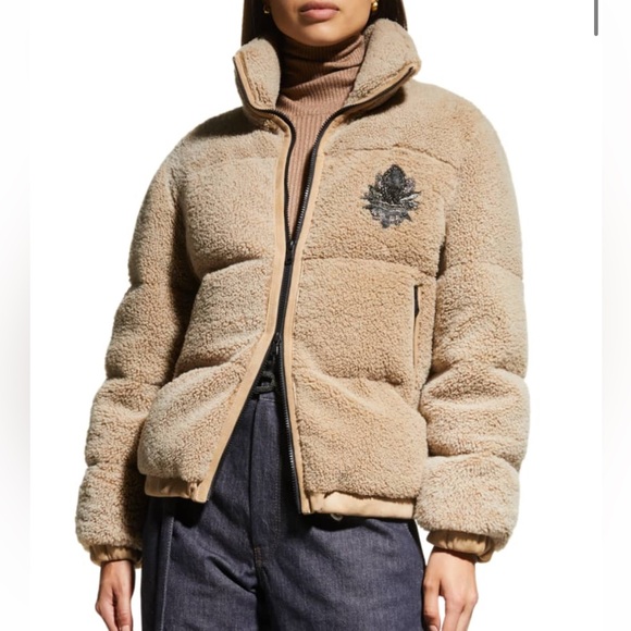 Brunello Cucinelli Brown Bouclé Embellished Puffer - Picture 1 of 5